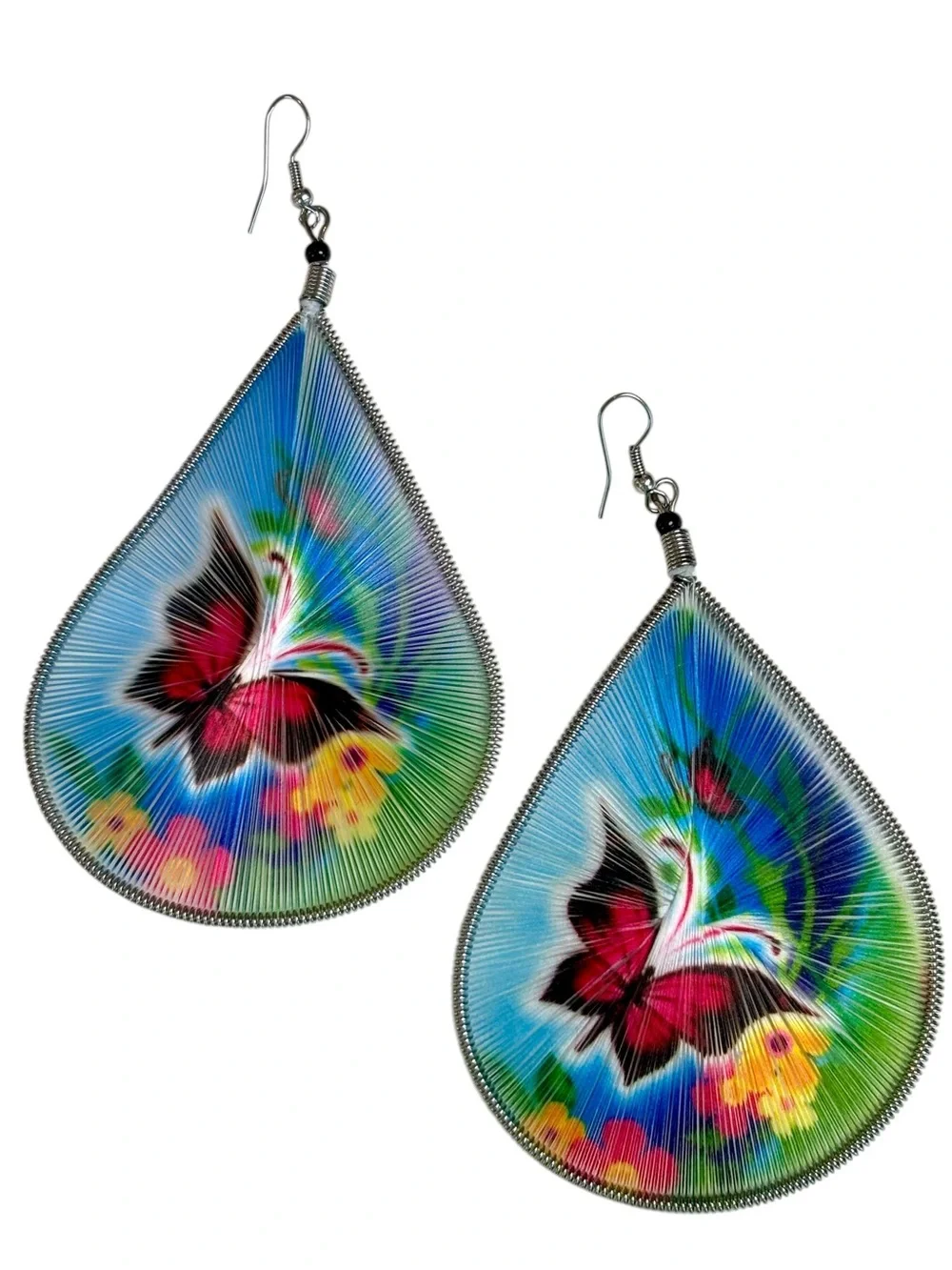 Butterfly String Art Dangle Earrings Boho Statement Earrings